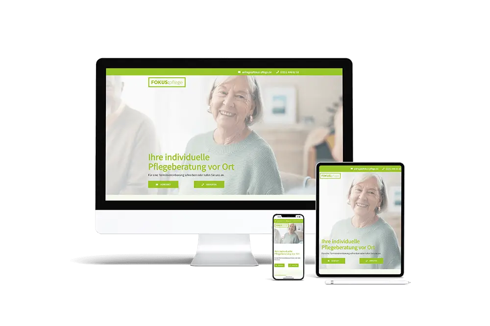 Webdesign-Mock up 2024 Fokus Pflege